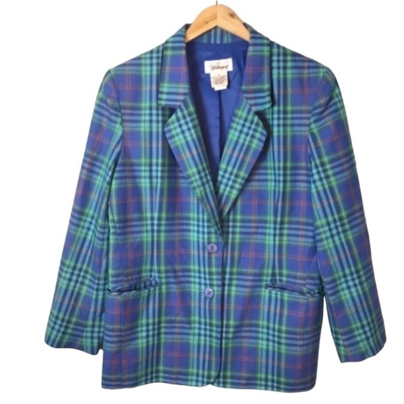 VINTAGE Plaid Boyfriend Jacket - Picture 1 of 5